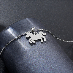 Horse Stainless Steel Pendant Necklaces&nbsp;PW-WG456C5-01