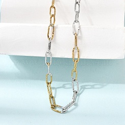 4MM Two Tone 304 Stainless Steel Textured Paperclip Chain Necklaces for Man and Women&nbsp;SA-CBAB767-12GP