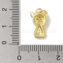 Rack Plating Brass Micro Pave Black Cubic Zirconia Pendants&nbsp;KK-P267-30G