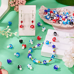 50Pcs 5 Colors Handmade Evil Eye Lampwork Beads Strands&nbsp;LAMP-TA0001-91