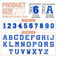 36Pcs 2 Sets 2 Styles Letter A~Z & Number 0~9 Polyester Embroidery Sew On Patches Sets&nbsp;PATC-TA0001-55E