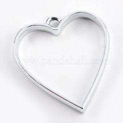Rack Plating Alloy Heart Open Back Bezel Pendants&nbsp;X-PALLOY-S047-12D-FF