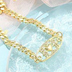 Brass Micro Pave Cubic Zirconia Link Bracelets&nbsp;LS-BJEW-S158-13G-A