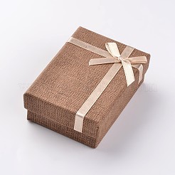 Kraft Cotton Filled Rectangle Cardboard Jewelry Set Boxes with Bowknot&nbsp;CBOX-D028-04