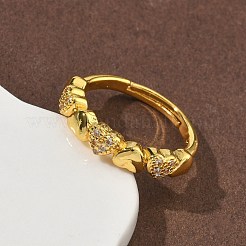 Brass Micro Pave Cubic Zirconia Finger Rings&nbsp;RJEW-H258-20G