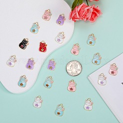 60Pcs 6 Colors Alloy Enamel Pendants&nbsp;ENAM-SZ0004-05