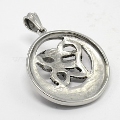 Retro Men's Halloween Jewelry 304 Stainless Steel Big Flat Round with Snake Cobra Pendants&nbsp;STAS-O044-46