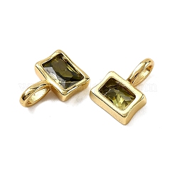 Rectangle Brass Micro Pave Cubic Zirconia Charms&nbsp;KK-C134-07G