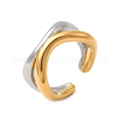 304 Stainless Steel Two Tone Cuff Rings&nbsp;RJEW-Z110-04GP