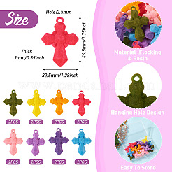 16Pcs 8 Colors Flocking Resin Pendants&nbsp;RESI-TA0002-77