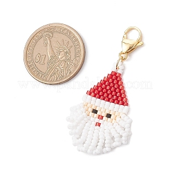 Glass Seed Beaded Santa Claus Pendant Decorations&nbsp;HJEW-MZ00319