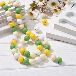 160Pcs 4 Colors Farmhouse Country and Rustic Style Painted Natural Wood Beads&nbsp;WOOD-LS0001-01I