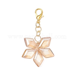 6Pcs 3 Colors Electroplate Rhombus Glass Pendant Decorations&nbsp;HJEW-JM04233-01