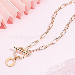 304 Stainless Steel Letter Pendant Necklaces&nbsp;NJEW-LP0001-52O-G