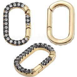 4Pcs Brass Micro Pave Clear Cubic Zirconia Spring Gate Rings&nbsp;KK-SC0006-37