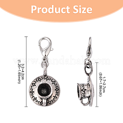 10Pcs 2 Styles Teapot and Coffee Cup Tibetan Style Alloy Pendant Decorations&nbsp;HJEW-YW00138