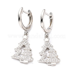 Brass Micro Pave Clear Cubic Zirconia Huggie Hoop Earrings for Christmas&nbsp;ZIRC-I053-03P