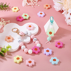 14Pcs 7 Colors Flower Food Grade Eco-Friendly Silicone Focal Beads&nbsp;SIL-TA0003-12