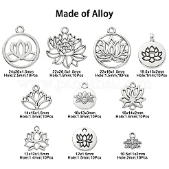 100Pcs 10 Styles Tibetan Style Alloy Charms&nbsp;TIBEP-CJ0002-34