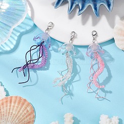 3Pcs 3 Colors Jellyfish Glass Pendant Decorations&nbsp;HJEW-JM02655
