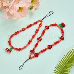 Cat Eye & Acrylic Beaded Mobile Straps&nbsp;HJEW-SW00137-01
