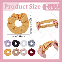 8Pcs 8 Colors Polyester Elastic Hair Accessories&nbsp;OHAR-FG0001-07