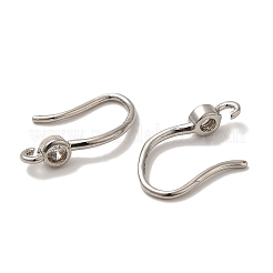 Rack Plating Brass Micro Pave Clear Cubic Zirconia Earring Hooks&nbsp;KK-A231-09P