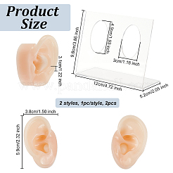 2Pcs 2 Styles Silicone Ear Flexible Model Body Part Displays&nbsp;ODIS-OC0001-67