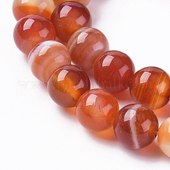Natural Striped Agate/Banded Agate Beads Strands&nbsp;G-G582-4mm-59