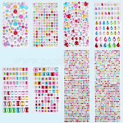8Pcs 7 Styles Acrylic Rhinestone Self-Adhesive Stickers&nbsp;STIC-SP0001-11
