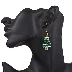 304 Stainless Steel Glass Christmas Tree Dangle Earrings&nbsp;EJEW-MZ00521