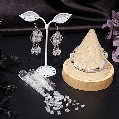 528Pcs 2 Style 2-Hole Transparent Glass Seed Beads&nbsp;SEED-NB0001-52