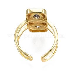 Cubic Zirconia Rectangle Open Cuff Ring&nbsp;RJEW-N037-015-01LG