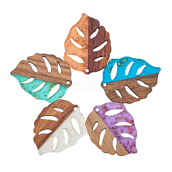 Transparent Resin & Walnut Wood Pendants&nbsp;RESI-CJ0001-80