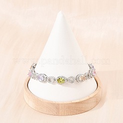 Platinum Tone Brass Micro Pave Cubic Zirconia Tennis Bracelets&nbsp;BJEW-B160-14P