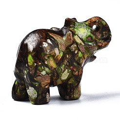 Elephant Assembled Natural Bronzite & Synthetic Imperial Jasper Model Ornament&nbsp;G-N330-62