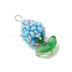 Glass Seed Beaded Flower Bud Pendants&nbsp;PALLOY-MZ00760-02