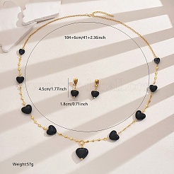 Vintage Chic Alloy Resin Heart Earrings & Necklaces Sets for Women&nbsp;XE3850-1