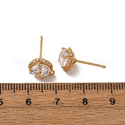 Brass Pave Clear Cubic Zirconia Stud Earring Findings&nbsp;KK-Z121-14G