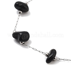 Natural Obsidian Nuggets Link Chain Necklaces&nbsp;NJEW-H041-06P-04