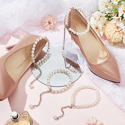 2 Pairs 2 Styles Women's Detachable ABS Plastic Imitation Pearl Beaded Shoe Laces for High Heels&nbsp;DIY-PH0022-88A