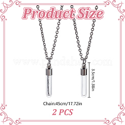 2Pcs Brass & Clear Glass Pet Fur Wishing Bottle Pendant Iron Cable Chain Necklaces&nbsp;NJEW-DR00018