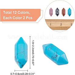 N24Pcs 12 Style Faceted No Hole Natural & Synthetic Gemstone for Wire Wrapped Pendants Making&nbsp;G-NB0003-01