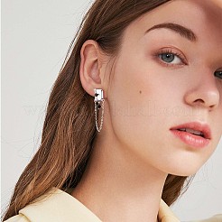 Rhinestone Rhombus with Chain Tassel Dangle Stud Earrings&nbsp;JE1032A