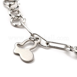 304 Stainless Steel Charm Bracelet with Link Chains for Women&nbsp;BJEW-C0025-06