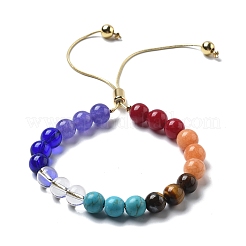 Long-Lasting Plated Brass Beads Slider Bracelets for Women&nbsp;BJEW-K268-01G