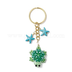 Glass Synthetic Turquoise Turtle Keychains&nbsp;KEYC-MZ00040