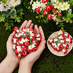 100Pcs Plastic Plant Mini Miniatures Artificial Mushroom&nbsp;AJEW-CA0003-71