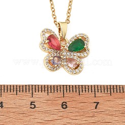 Brass Micro Pave Cubic Zirconia Butterfly Pendant Neckalces for Women&nbsp;NJEW-S448-09G