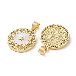 Brass Micro Pave Clear Cubic Zirconia Pendants&nbsp;KK-B083-35A-G